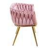 ELEGANCKA SOFA DO SALONU LUB GABINETU ROSE RÓŻOWY VELVET ZŁOTE METALOWE NOGI - BOK